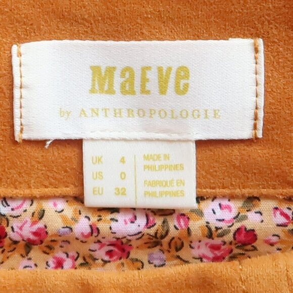 Maeve by Anthropologie Cosima Flounced High Low Skirt Brushed Faux Suede Sz 0 - Picture 10 of 13